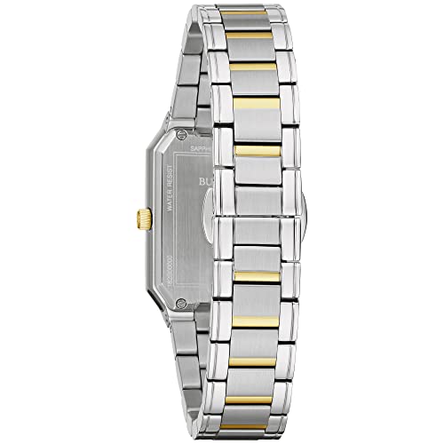 Bulova Ladies' Classic Diamond Two-Tone Stainless Steel 3-Hand Quartz Watch,White Dial Style: 98P209