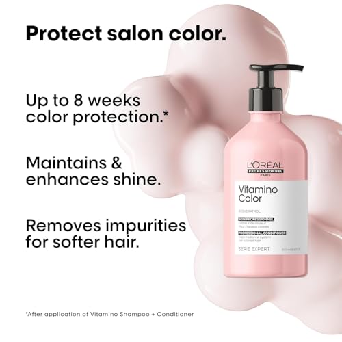 L'Oréal Professionnel Paris Vitamino Color Conditioner - Protects & Preserves Hair Color, Enhances Hair Shine & Vibrancy, Moisturizes & Detangles, Vegan
