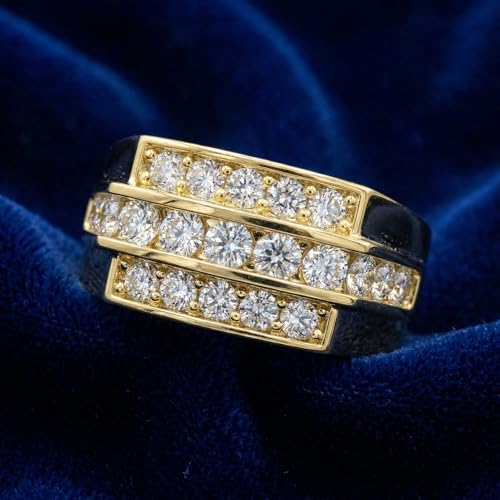 P3 POMPEII3 Pompeii Men's 1 1/2 CT. T.W. Diamond Stepped Triple Row Ring in 10K Gold - Size 7