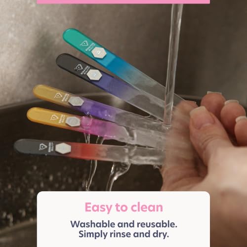 Bona Fide Beauty Czech Glass Nail File Set, 5-Pk with Hard Cases (Serenity)