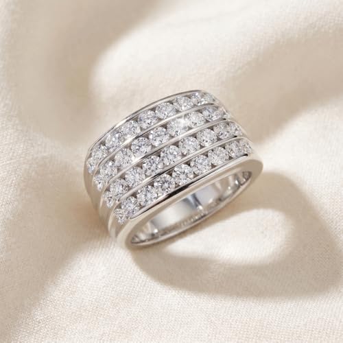 P3 POMPEII3 Pompeii Men's 2Ct Diamond Ring Gold Multi Row Wedding Anniversary Band Lab Grown - Size 10.5 (F/G,VS1-VS2)