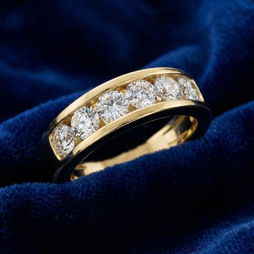 Pompeii 1Ct Diamond Channel Set Wedding Band Mens Ring 14k Yellow Gold Lab Grown - Size 10.5 (G/H,VS2-SI1)