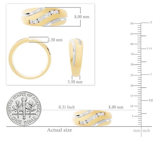 Dazzlingrock Collection Round Lab Grown White Diamond 7 Stone Cathedral Style Anniversary Wedding Band for Men (0.22 Ctw) in 10K Solid Yellow Gold, Size 11.5