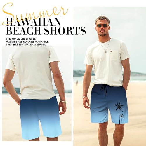 Lzzidou Men's Swim Trunks Hawaiian Bathing Mesh Lining Suit Swimsuits Beach Shorts with Pockets