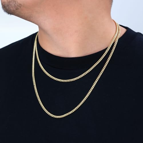 Nuragold 10k Real Yellow Gold Miami Cuban Link 4mm Chain Italian Necklace - 20"