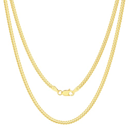 Nuragold 10k Real Yellow Gold Miami Cuban Link 2.7mm Solid Chain Necklace - 20"