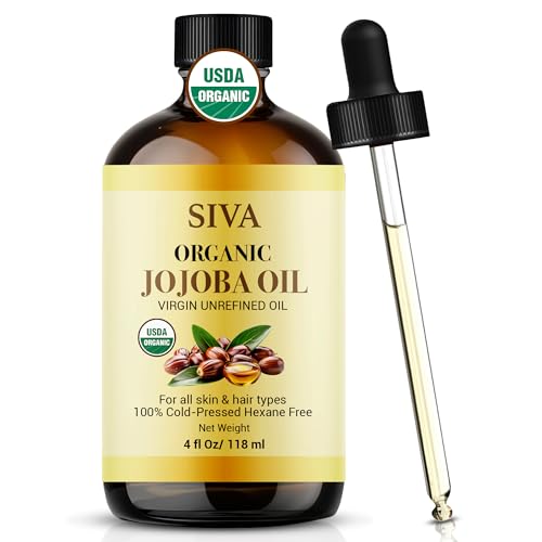 SIVA ORGANICS Jojoba Carrier Oil with Dropper, 4 Fl Oz (118 ml)