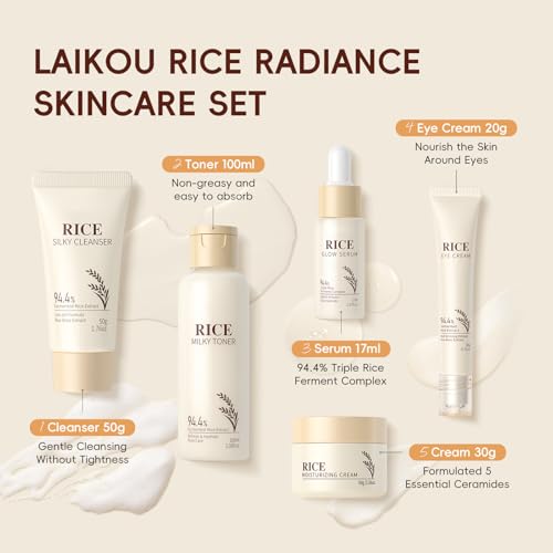 LAIKOU Skin Care Set, Korean Skin Care - Korean Beauty for Women - 5pcs