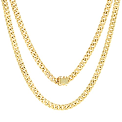 Nuragold 14k Real Yellow Gold Miami Cuban Link 6.5mm Chain Italian Necklace - 16"