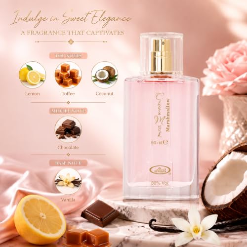 Al-Rehab Choco Musk Marshmallow Eau de Parfum for Women - 50ml (1.65 oz) | Gourmand Perfume with Marshmallow | Sweet, Fluffy & Addictive | Long-Lasting Arabian Dessert Scent