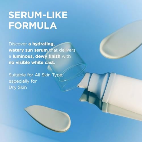 Centella Hyalu-Cica Water-Fit Sun Serum UV, Korean Sunscreen SPF 50, Centella Sunscreen, Travel Essentials, Sunscreen with Hyaluronic Acid, No White Cast, Korean Skin Care, 50ml - 2 Pack