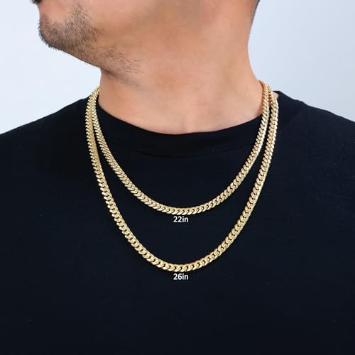 Nuragold 14k Yellow Gold 6.5mm Miami Cuban Link Chain Pendant Necklace, Mens Womens Jewelry Box Clasp 16" 18" 20" 22" 24" 26" 28" 30"