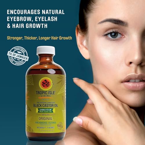 Tropic Isle Living Jamaican Black Castor Oil 8 fl oz – Strengthening & Nourishing Oil | With Vitamin E & Omega Fatty Acids | For Hair, Skin, Eyebrows & Eyelashes