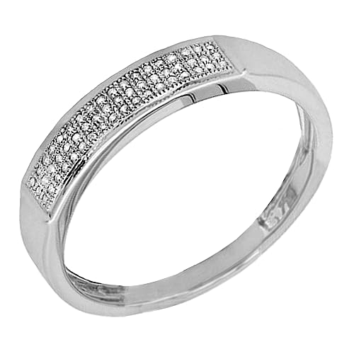 Dazzlingrock Collection 0.14 Carat (Cttw) Sterling Silver Round Diamond Men's Micropave Hip Hop Wedding Band, Size 9.5