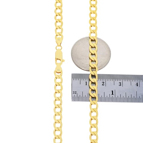 Nuragold 10k Real Yellow Gold Cuban Curb Link 5.5mm Chain Bracelet (7"-9") - 8"