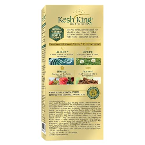 Kesh King Ayurvedic Hair Oil | Herbal Oil with Bhringraj & Amla | Enhance Hair Growth | Reduce Hairfall | Nourishes Scalp | Provides Long & Thick Hair | 10.14 Fl Oz/300ml