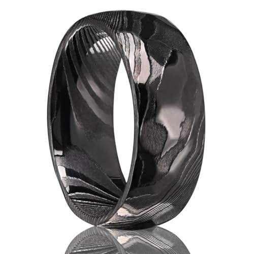 Concept Knight Gold/Black Damascus Steel Rings for Men Men's Wedding Bands