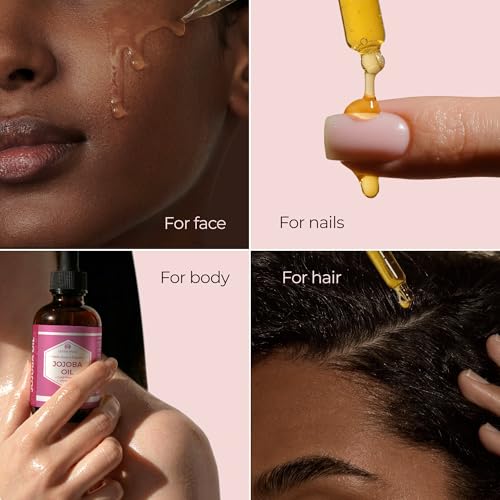 Leven Rose Jojoba Oil Organic Cold Pressed for Skin, Hair & Nails, 4 oz