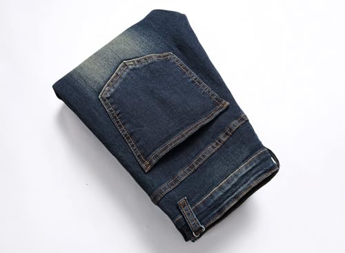 JUNBAOSS Men's Skinny Stretch Tapered Leg Ripped Jeans for Men Fashion Distressed Denim Pants Slim Fit Jeans for Men, Nostalgic 2010, Size 32