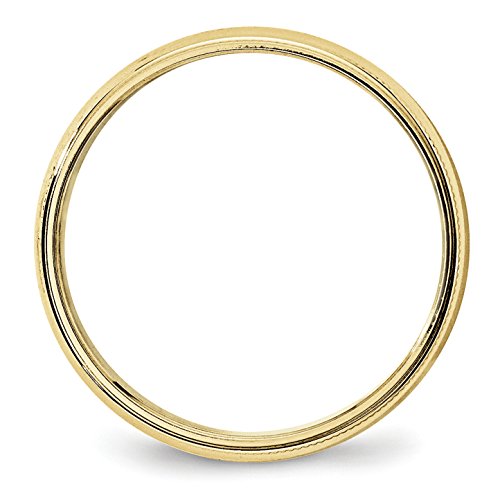 10k Yellow Gold 5mm Half Round Milgrain Edge Wedding Band Ring for Men and Women Lightweight Comfort Fit Polished Finish Classic Unisex Band Precision Crafted Traditional Anniversary Gold Ring Engrava