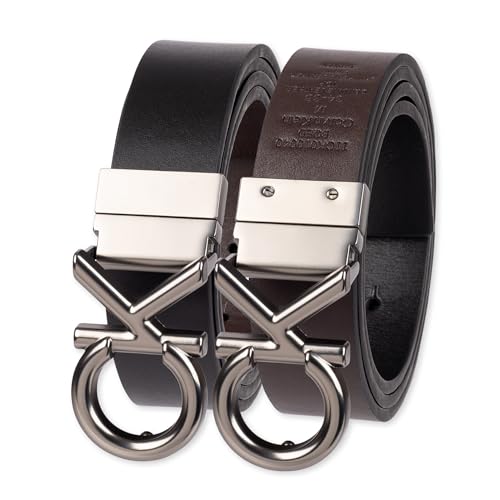 Calvin Klein Men's Two-in-One Reversible CK Plaque Logo Dress Belt