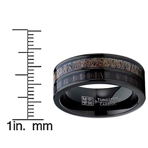 Metal Masters Co. Men's Tungsten Ring Wedding Band Real Deer Antler, Koa Wood Inlay, Outdoor Hunting