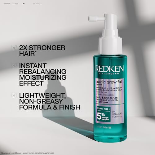 Redken Acidic Grow Full Scalp & Hair Serum – For Thicker Hair, 3.4 Fl Oz