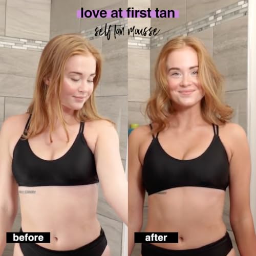 b.tan Violet Self Tanner Kit | Fall In Love at First Tan Bundle - Dark Tanning Mousse with Mitt Applicator, 1 Hour Express, Best Bronzing Glow, No Orange Tones or Fake Tan Smell, Vegan, 6.7 Fl Oz