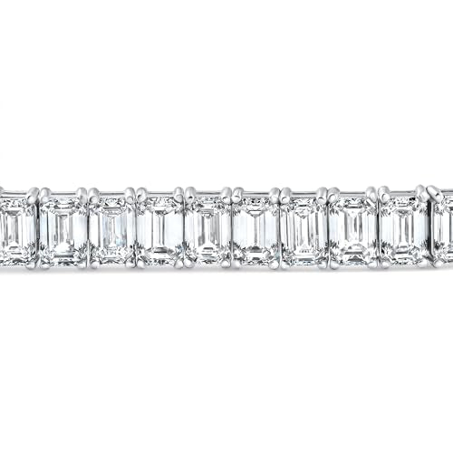 P3 POMPEII3 Pompeii 16Ct Emerald Diamond Tennis Flexible Bangle Bracelet 14k White Gold Lab Grown (FG,VS)