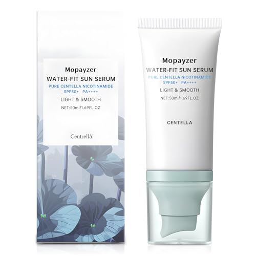 Centella Sunscreen SPF 50, Hyalu Cica Sunscreen for Face, Water Resistant Strong UV Protection No White Cast, Madagascar Face Sun Screen Oil Free, Water Fit Sun Serum(Blue 1)
