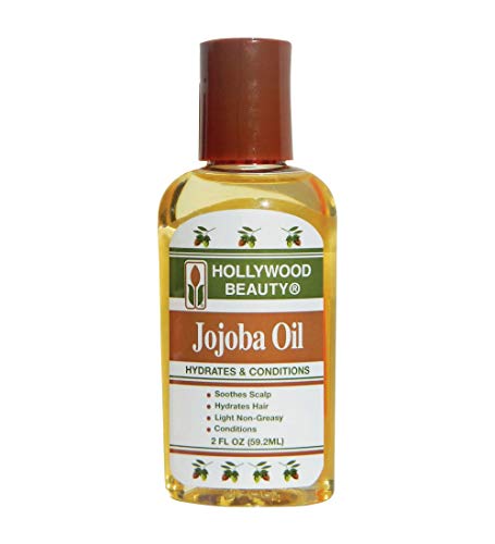 Hollywood Beauty Jojoba Hair Oil, Light, Non-Greasy, Hydrates & Conditions Hair, Anti-Frizz Fighter, Scalp Soothing, Hot Oil Treatment (2 Ounce Bottle)
