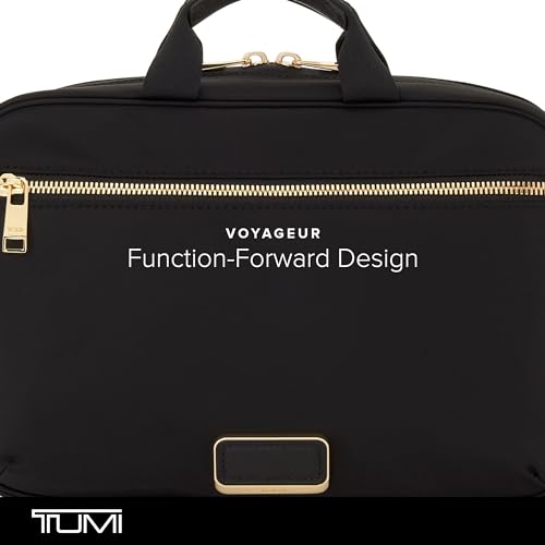 TUMI - Voyageur Madeline Cosmetic Bag - Women's Travel Makeup Toiletry Case, Lightweight with Zip Pockets and Metal Hanger - Medium, Black with Gold Hardware