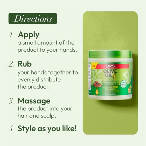 ORS Olive Oil Fortifying Cream Hair Dress Infused with Castor Oil for Strengthening 6 Ounce