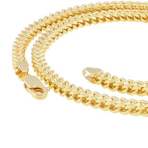 Nuragold 10K Real Yellow Gold 4mm Franco Box Wheat Chain Mens Necklace - 22"