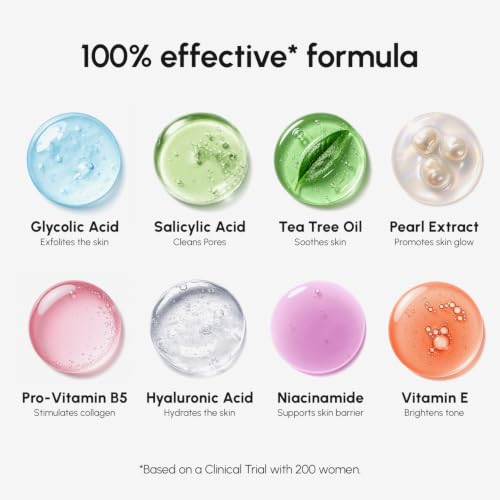 MAREE Glycolic Acid Pads - Toner Pads for Face Cleansing - Exfoliating Pad with Tea Tree Oil, Salicylic Acid & Vitamins E, B3, B5 - Facial Polishes & Peels, Skin Pore Resurfacing & Radiance - 50 Count