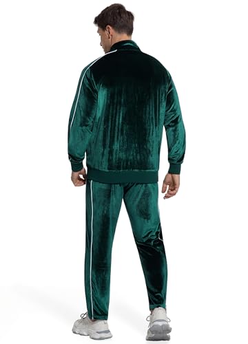 BASICDOT Mens Velour Tracksuit 2 Piece Set Jogging Suit Full Zip Sweatsuit Outfit with Track Suit Jacket and Pants 51340-XXL