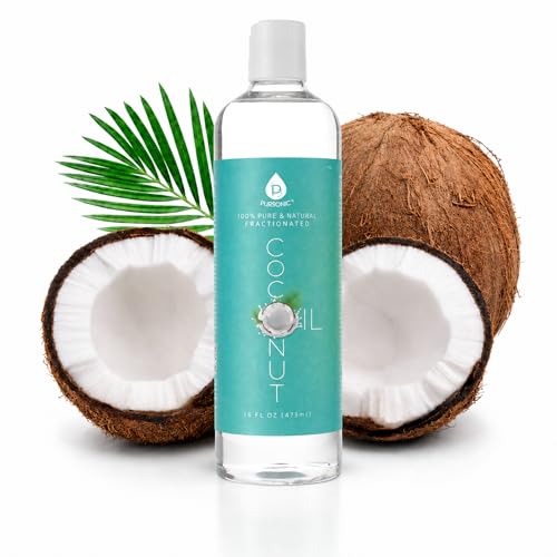 Pursonic Pure Unscented Fractionated Coconut Oil - 16 Oz Multipurpose Oil for Skin, Hair, Body Massage & Makeup Removal - Carrier Oil for Essential Oils and Aromatherapy