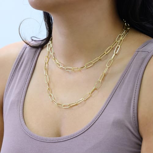 Nuragold 14k Real Yellow Gold 6mm Paperclip Chain Cable Link Necklace - 16"