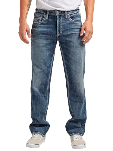 Silver Jeans Co. Men's Grayson Classic Fit Straight Leg Jeans, Dark Wash SDK312, 34W x 32L