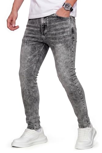 GINGTTO Mens Grey Jeans Slim Fit Stretch,Skinny Jeans Men Designer Casual Jeans for Men 32