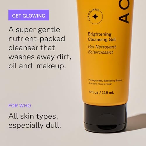 Acure Brightening Cleansing Gel - Vegan Facial Cleanser - 4 fl oz