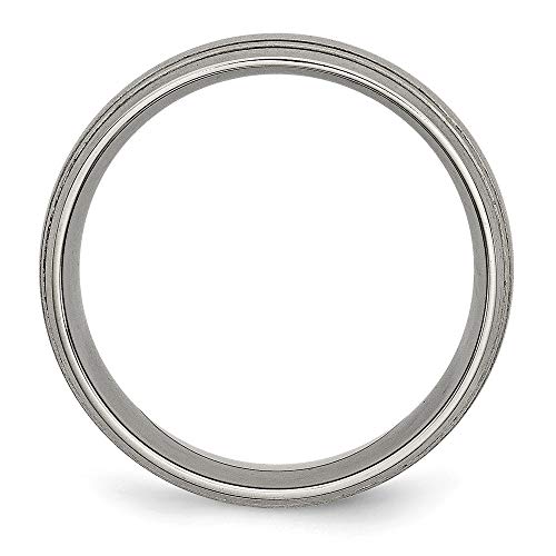 Sonia Jewels Real Titanium Grooved 8mm Men's Wedding Brushed Matte Finish Band Ring Size 10.5
