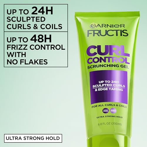 Garnier Fructis Curl Control Scrunching Hair Gel, Curl Jelly for Curly, Wavy, and Coily Hair with Frizz & Edge Control, Up to 24 HR Shape & Shine, 6.8 Fl Oz, 3 Count (Packaging May Vary)