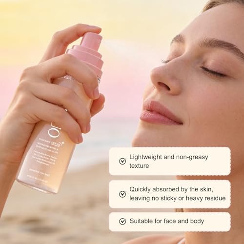 SPF Setting Spray for Face & Body - Sheer Sunscreen Mist SPF 50, Makeup-Friendly Setting Mist with Hydrating Glow, Reef-Safe & Non-Greasy for Beach, Wedding, Daily Wear (1)