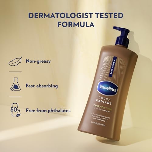 Vaseline Cocoa Radiant Body Lotion for Dry Skin with Cocoa Butter 32oz