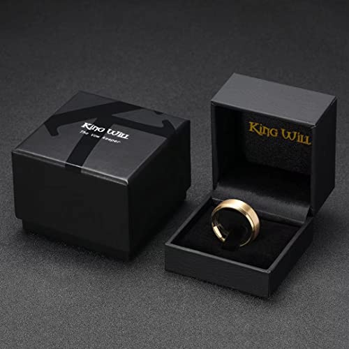 King Will 8mm 24K Gold Plated Tungsten Wedding Ring Matte Brush Size 10