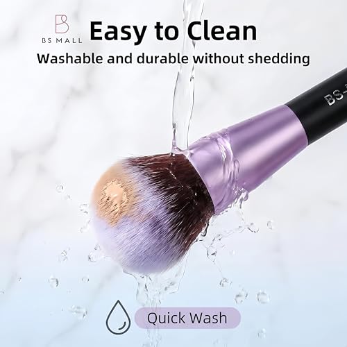 BS-MALL Makeup Brushes Premium Synthetic Foundation Powder Concealers Eye Shadows 14 Pcs Purple for Makeup Beginner or Professional with Travel Case
