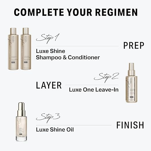Kenra Platinum Luxe Shine Oil | Gold Enriched Nourishing Elixir |Enhances Shine & Manageability | Thermal Protection Up To 450F | Medium To Coarse Hair | 1.5 fl. Oz