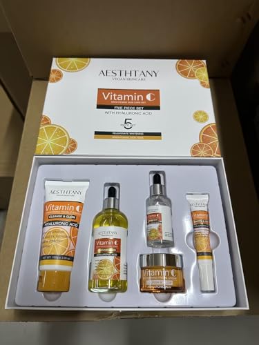 Vitamin C Skin Care Set Moisturizing Hyaluronic Acid Skin Care Kit,Face Cream,Face Serum,Eye Cream, Toner For Hydrating Skin, Anti-Aging Skin,5PCS For Women Beauty Set Gift Set