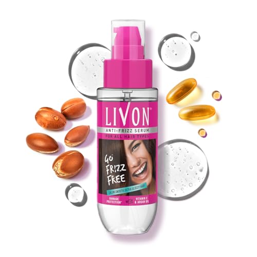 Livon Hair Serum for Men & Women | Frizz-free, stronger and shinier hair | For All Hair Types | Lightweight & Non Greasy | Enriched with Argan Oil & Vitamin E | 3.3 Fl.Oz